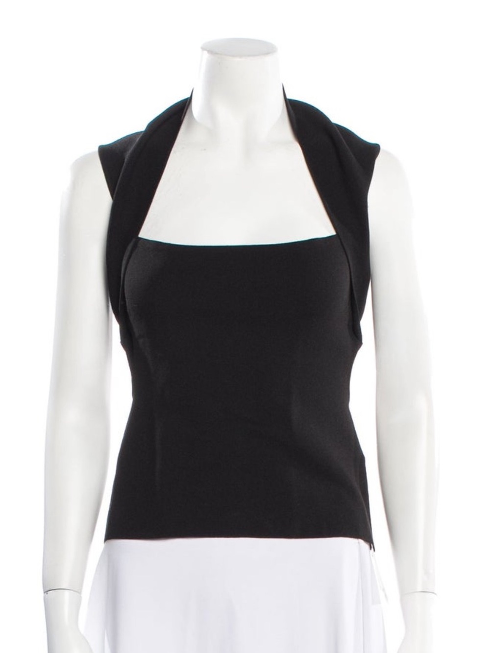 Nanushka Black Sleeveless Square-Neck Top